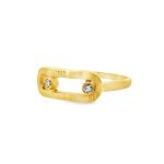Modern Textured Sliding Stones Diamond Ring | 18K Gold GRD054