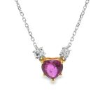 Pink Sapphire Heart Pendant | 18K Diamond Necklace GPD047