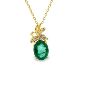 Emerald Drop Diamond Pendant | 18K Gold GPD048
