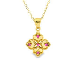 Delicate 9K Gold CZ Florar Pendant Necklace GP095-1