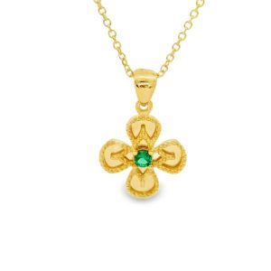 Delicate 9K Gold Clover Necklace – Cross Pendant GP095-4