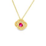 9K Gold Halo Necklace – Cubic Zirconia Accent Pendant GP097-2