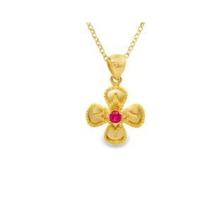 Delicate 9K Gold Clover Necklace – Cross Pendant GP095-5