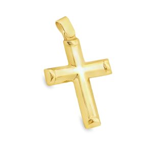 9K Yellow Gold Polished Rounded Cross Pendant GC089-2