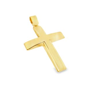 9K Yellow Gold Brushed Finish Satin Cross Pendant GC090-1