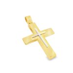 Luxurious Two-Tone Layered 9K Gold Cross Pendant GC090