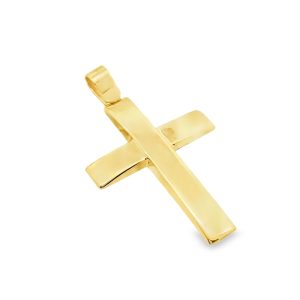 9K Yellow Gold Cross Pendant - Classic Polished Finish GC089