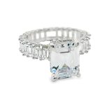 Argento Luxe: Dazzling Emerald Cut CZ Solitaire Ring SR017