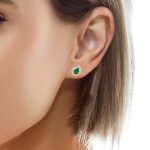 Dainty 18K White Gold Emerald Stud Earrings GED027-1
