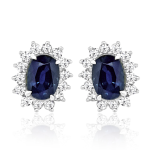 18K Gold Sapphire Diamond Earrings GED050