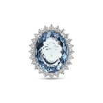 18K Gold Aquamarine Diamond Ring GRD081