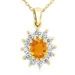 18K Gold Yellow Sapphire Diamond Necklace GPD181